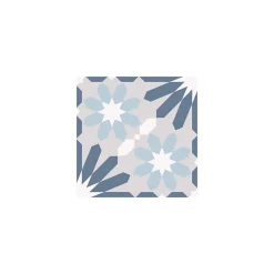 Carrelage grès cérame effet carreau ciment Valencia Dosaguas 25x25 cm Bleu - Mat - boîte de 1.13 m2