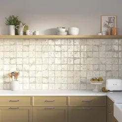 Carrelage grès cérame premium Era Cream 12x12 cm Brillant Design Rustique pour tous types de Murs.