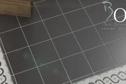 Carrelage imitant carreau ciment 20x20 cm décor Angle Noir / Blanc / Gris 11mm - vendu par boite de 1 m2 soit 25 carreaux -