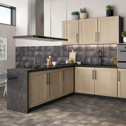 Carrelage imitant le metal 20X20 Decor Lisse Facon Ad Noir 11mm - vendu par boite de 1 m2 soit 25 carreaux -