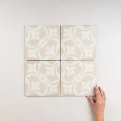 Carrelage Imitation Carreaux de Ciment ART NOUVEAU DECOR 20x20 La Rambla Biscuit - Les Carreaux de Jean