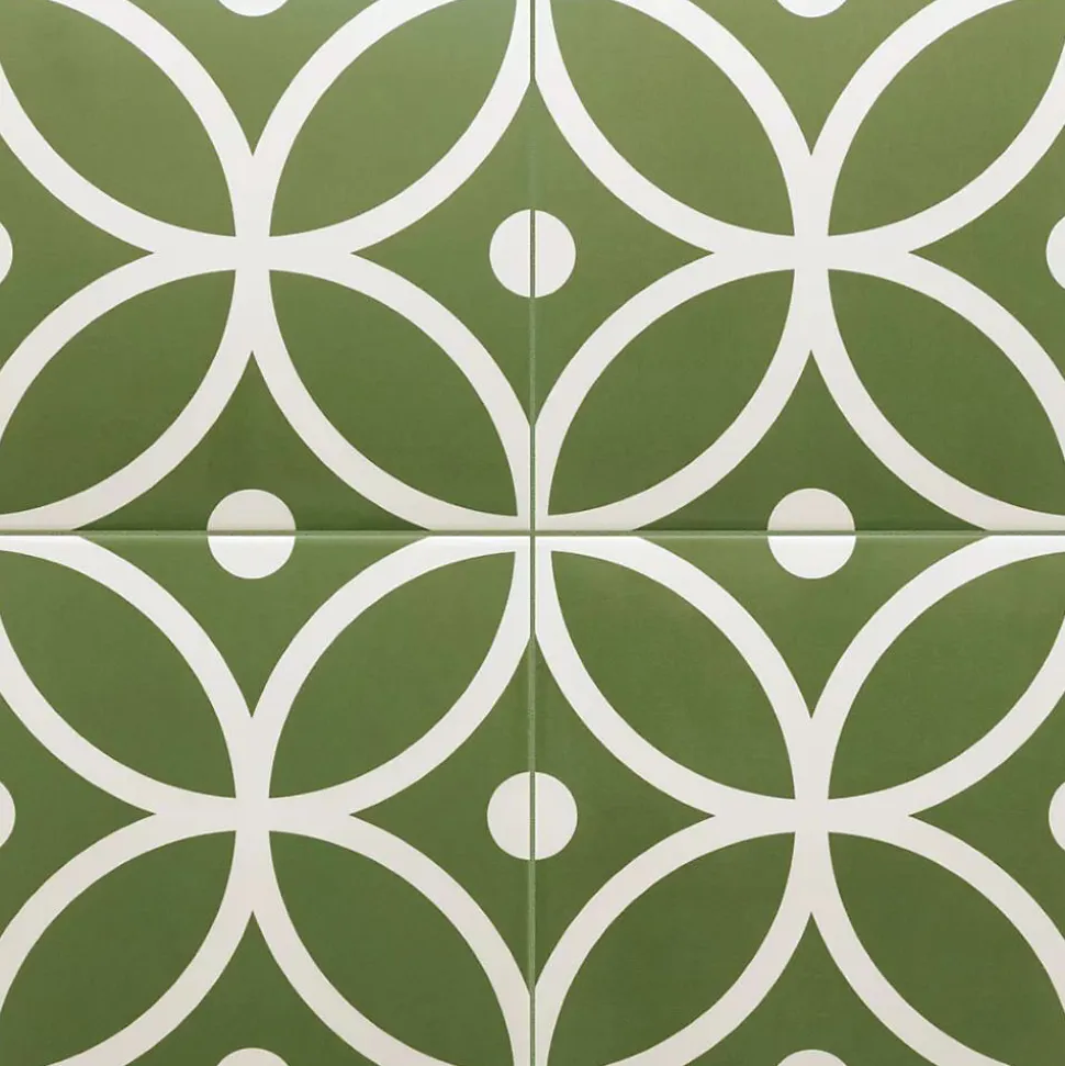 Carrelage Imitation Carreaux De Ciment 20x20 RIVOLI Bergen Verde - Les Carreaux de Jean