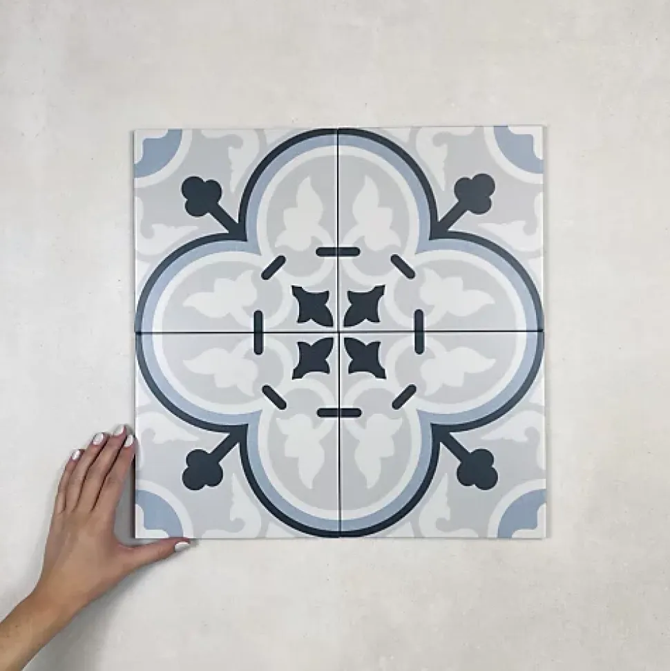 Carrelage Imitation Carreaux de Ciment LA MADELEINE 20x20 Flavie Bleu - Les Carreaux de Jean