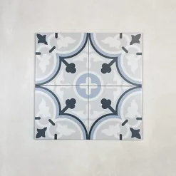 Carrelage Imitation Carreaux de Ciment LA MADELEINE 20x20 Flavie Bleu - Les Carreaux de Jean