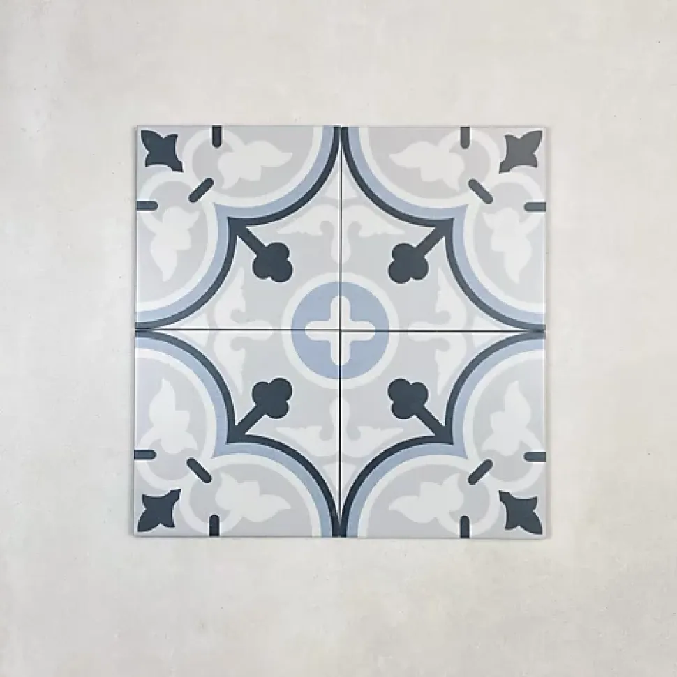 Carrelage Imitation Carreaux de Ciment LA MADELEINE 20x20 Flavie Bleu - Les Carreaux de Jean