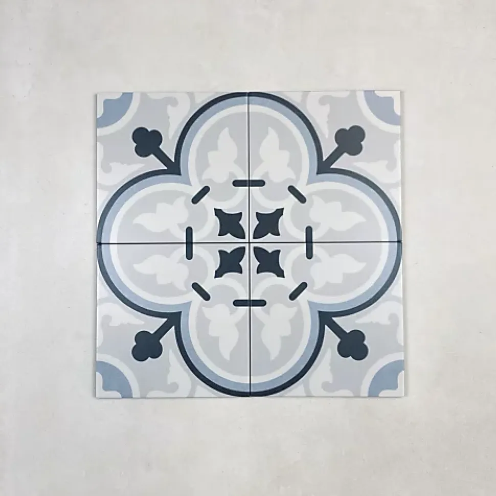 Carrelage Imitation Carreaux de Ciment LA MADELEINE 20x20 Flavie Bleu - Les Carreaux de Jean