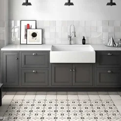 Carrelage Imitation Carreaux de Ciment ART NOUVEAU DECOR 20x20 Karlspatz Grey - Les Carreaux de Jean