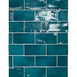 Carrelage mur effet zellige bleu turquoise 7,5x15 cm MANACOR GLACIER