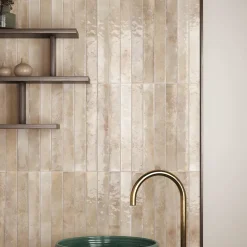 Carrelage Mur Intérieur Format allongé Beige Brillant. Bali Almond 5x40 cm