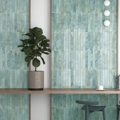 Carrelage Mur Intérieur Format allongé Bleu Brillant. Bali Aqua 5x40 cm