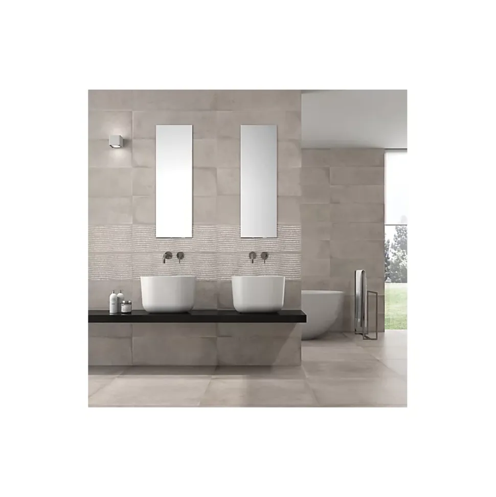 Carrelage mur moderne gris 25x75 cm MATERIKA GREY WALL -25x75cm