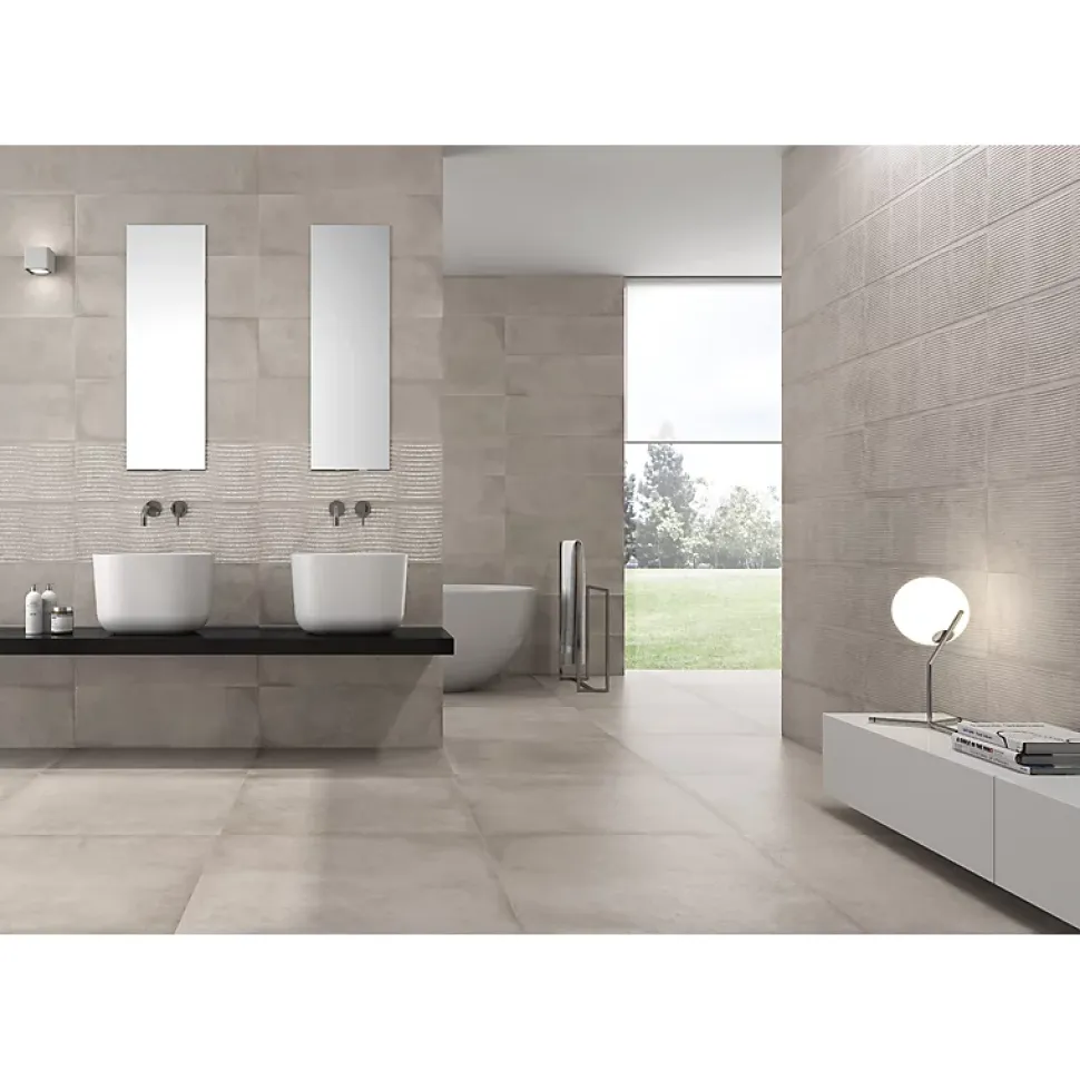 Carrelage mur moderne gris 25x75 cm MATERIKA GREY WALL -25x75cm