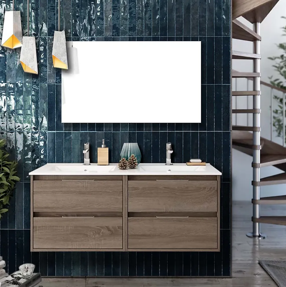 Carrelage mur Nair Blue Brillant 5x30. Format allongé