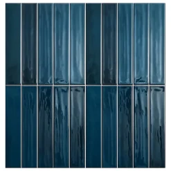 Carrelage mur Nair Blue Brillant 5x30. Format allongé