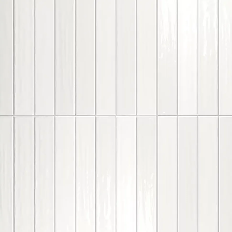 Carrelage mur Nair White Brillant 5x30. Format allongé