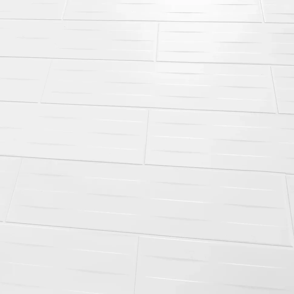Carrelage mural blanc mat décor 3D L.60 x l.20 cm x ép.8,3 mm, Plain