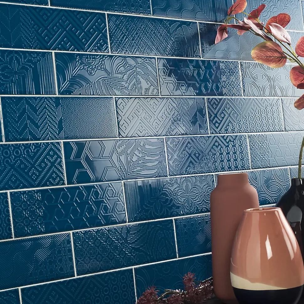 Carrelage Mural Décoratif Brillant. Volga Blue 7,5x22cm