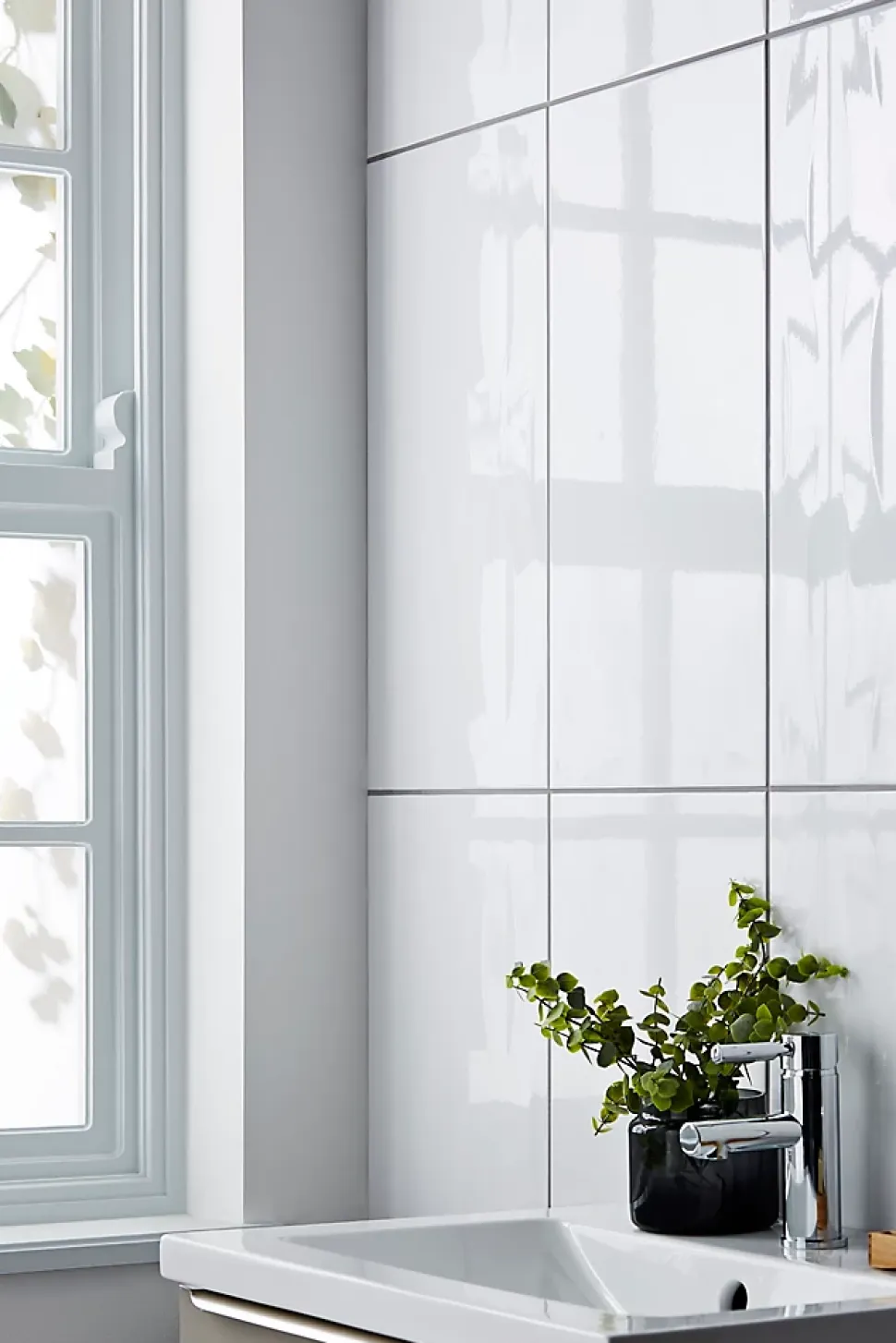 Carrelage mural intérieur blanc brillant L.60 x l.30 cm x ép.9 mm, Perouso