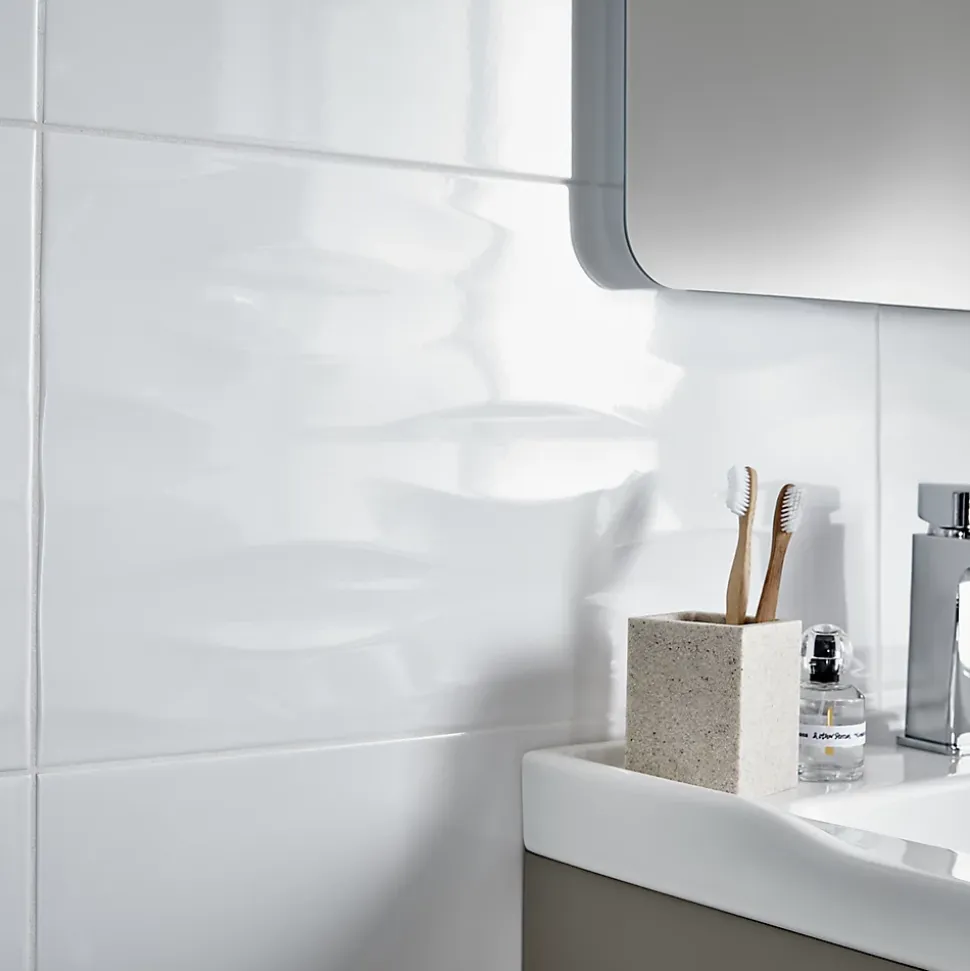 Carrelage mural intérieur blanc brillant L.60 x l.30 cm x ép.9 mm, Perouso