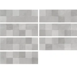 Carrelage mural intérieur effet béton gris décor carrés texturés L.90 x l.30 cm x ép.8 mm, Pavlos