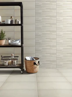 Carrelage mural intérieur ivoire effet béton L.60 x l.20 cm x ép.8,3 mm, GoodHome Konkrete