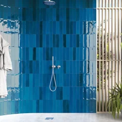 Carrelage mural intérieur/exterieur. Grès cérame Zellige Blue 7x28cm