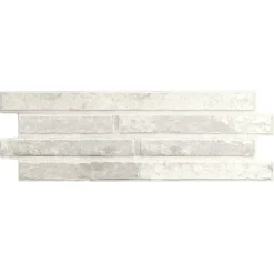 Carrelage Mural Intérieur/Extérieur Grès cérame Premium 15x45 cm Harlem White Rectangulaire Effet Brique Émailée