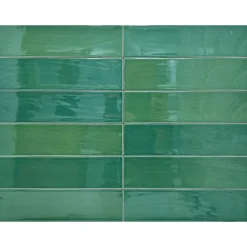 Carrelage mural intérieur/exterieur. Grès cérame Zellige Green 7x28cm
