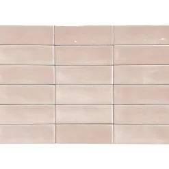 Carrelage Mural Mini Metro 5x15cm Premium. Beret Rose Brillant