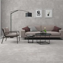 Carrelage sol effet béton gris clair l.120 x L.60 cm Orion bianco