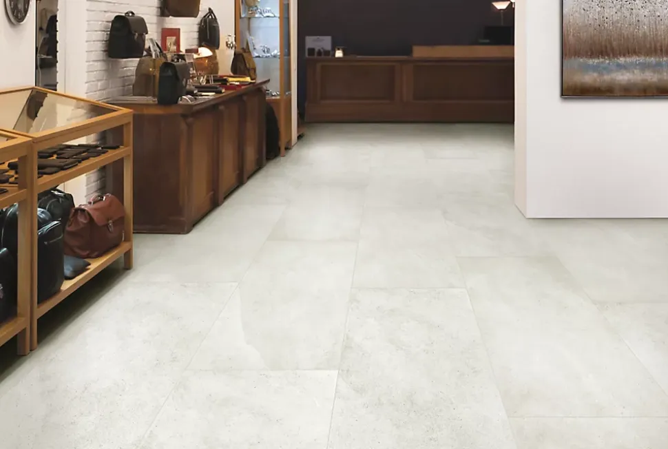 Carrelage sol et mur blanc mat effet pierre L.120 x l.60 cm x ép.9 mm, Limestone
