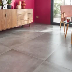 Carrelage sol et mur effet béton anthracite L.61,6 x l.61,6 cm x ép.7,4 mm, Konkrete