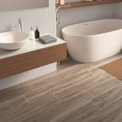 Carrelage sol et mur intérieur effet bois taupe mat L.120 x l.20 cm x ép.9 mm, Urbanwood