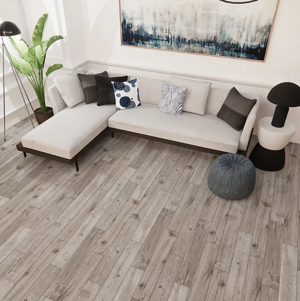 Carrelage sol et mur intérieur effet chêne gris L.90 x l.15 cm x ép.10 mm, Vintage Oak