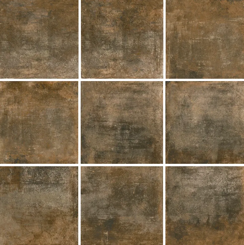 Carrelage sol et mur intérieur effet béton oxydé L.61 x l.61 cm x ép.9 mm, Real Ruggine
