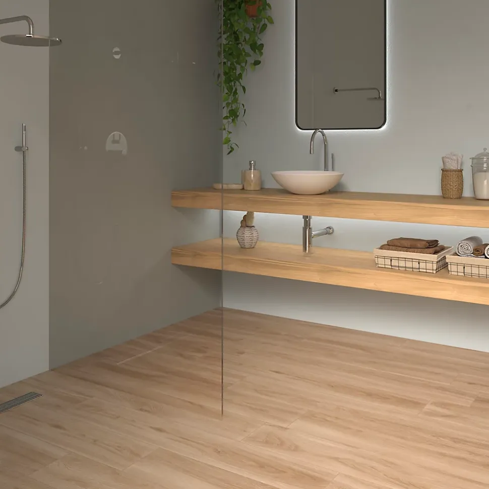Carrelage sol et mur intérieur effet bois clair L.120 x l.20 cm x ép.9 mm, Urbanwood haya