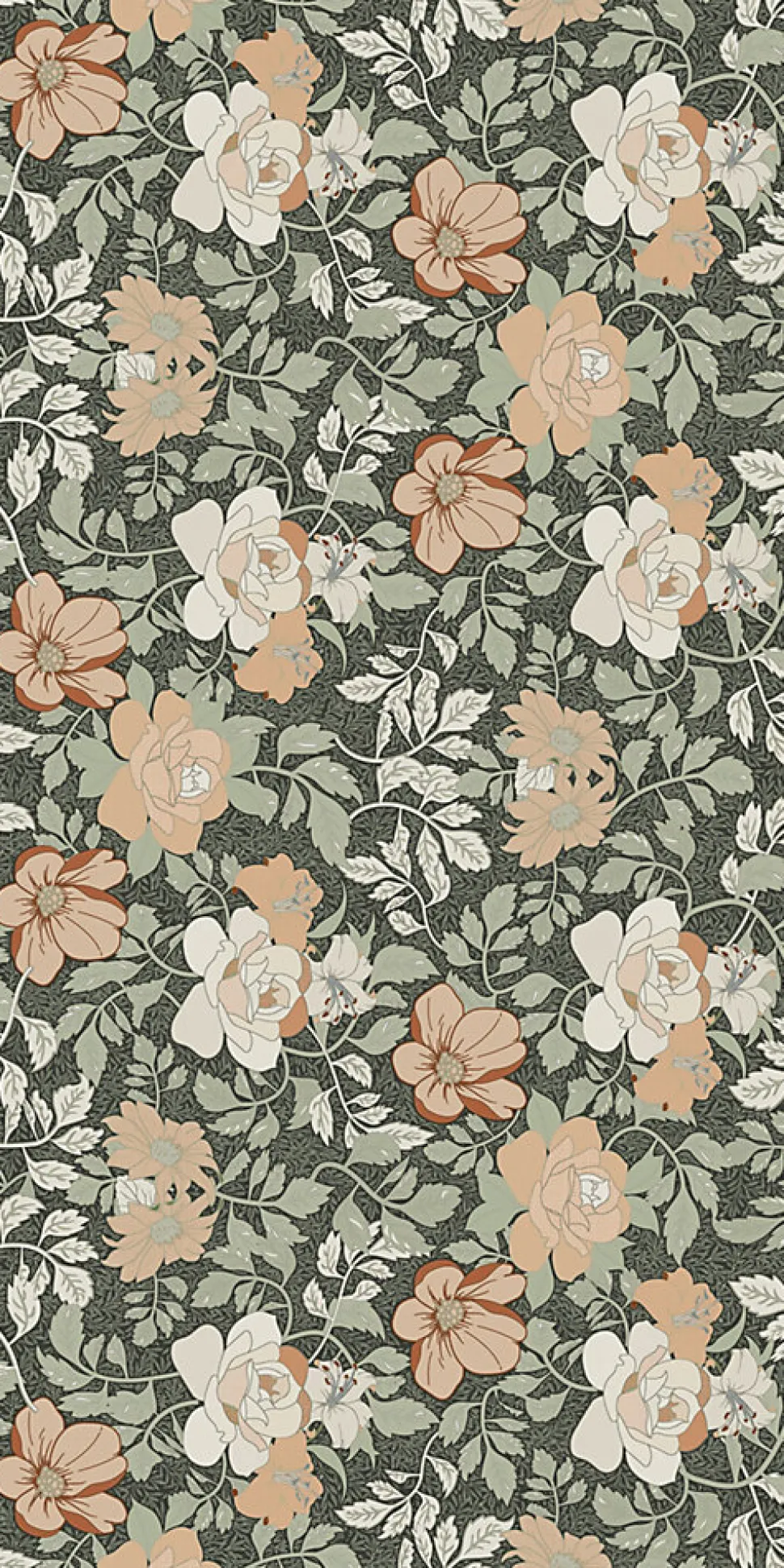 Carrelage sol et mur vert Floral 60 x 120 cm