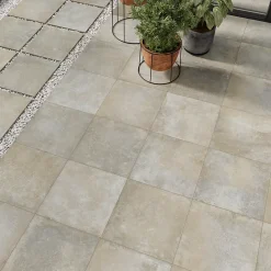 Carrelage sol extérieur en grès cérame émaillé effet pierre taupe l.60 x L.60 x ép.2 cm Arina