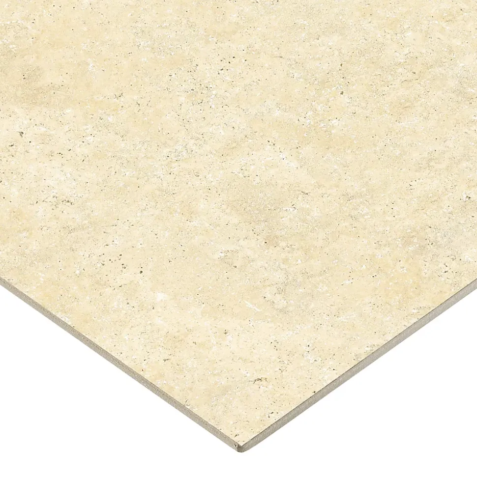 Carrelage sol extérieur en grès cérame émaillé effet travertin beige l.60 x L.60 x ép.0.74 cm Traverno