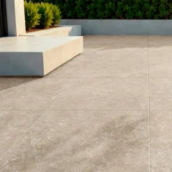 Carrelage sol extérieur en grès cérame émaillé effet travertin beige foncé l.60 x L.60 x ép.0.74 cm Traverno