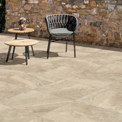 Carrelage sol extérieur en grès cérame émaillé effet pierre beige l.60 x L.60 x ép.0,8 cm Siena