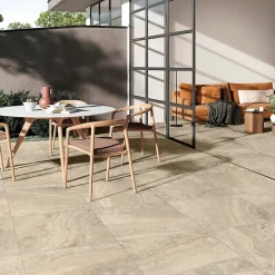 Carrelage sol extérieur en grès cérame émaillé effet pierre beige l.60 x L.60 x ép.0,8 cm Siena