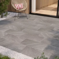 Carrelage sol extérieur grège effet pierre L.62 x l.31 cm x ép.7,4 mm, English Stone