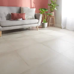 Carrelage sol intérieur beige effet béton L.60 x L.60 cm x ép.10 mm, Smooth