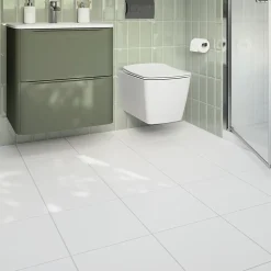 Carrelage sol intérieur blanc effet pierre L.33 x l.33 cm x ép.8,5 mm, Monzie