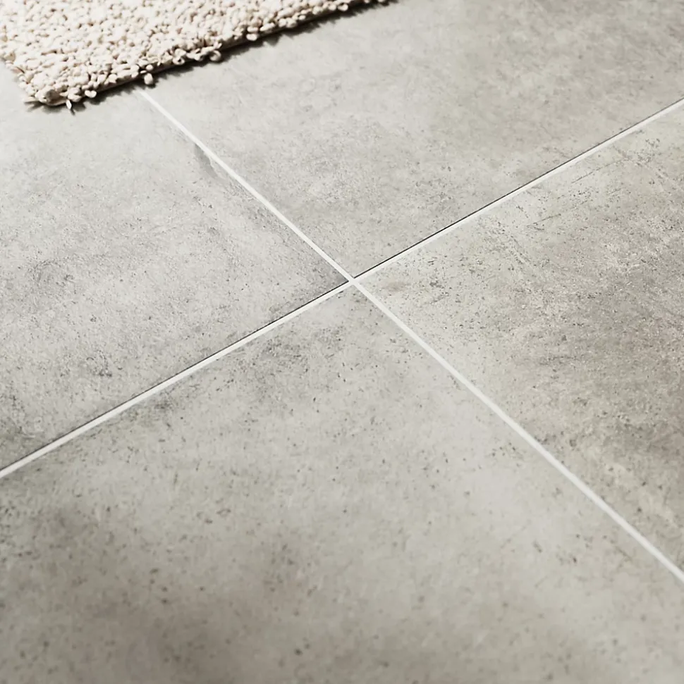 Carrelage sol intérieur gris effet béton L.60 x l.60 cm x 9,5 mm, Kontainer