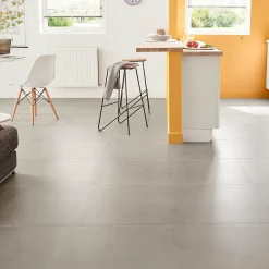 Carrelage sol intérieur gris effet béton L.60 x l.60 cm x 9,5 mm, Kontainer
