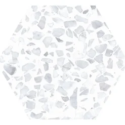 Carrelage Terrazzo Hexagonal 23x26 Riazza Blanc Gris