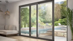 Châssis coulissant en aluminium à soulèvement 4 ventaux SMARTIA S560 (L.:4000mm x H.:2400mm) Gris argent
