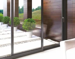 Châssis coulissant en aluminium 3 ventaux DMBG Pro (L.:3000mm x H.:2140mm) Gris argent